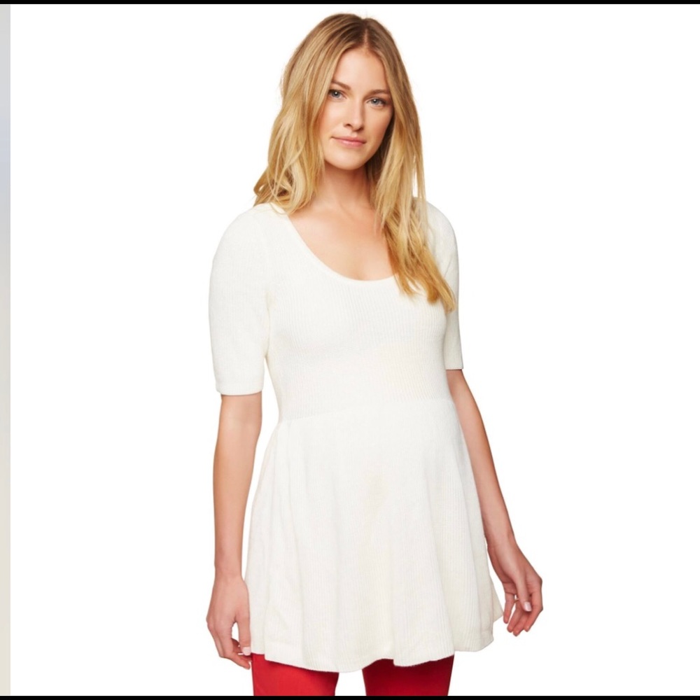 Motherhood Maternity Cream Sweater Tunic - Size L